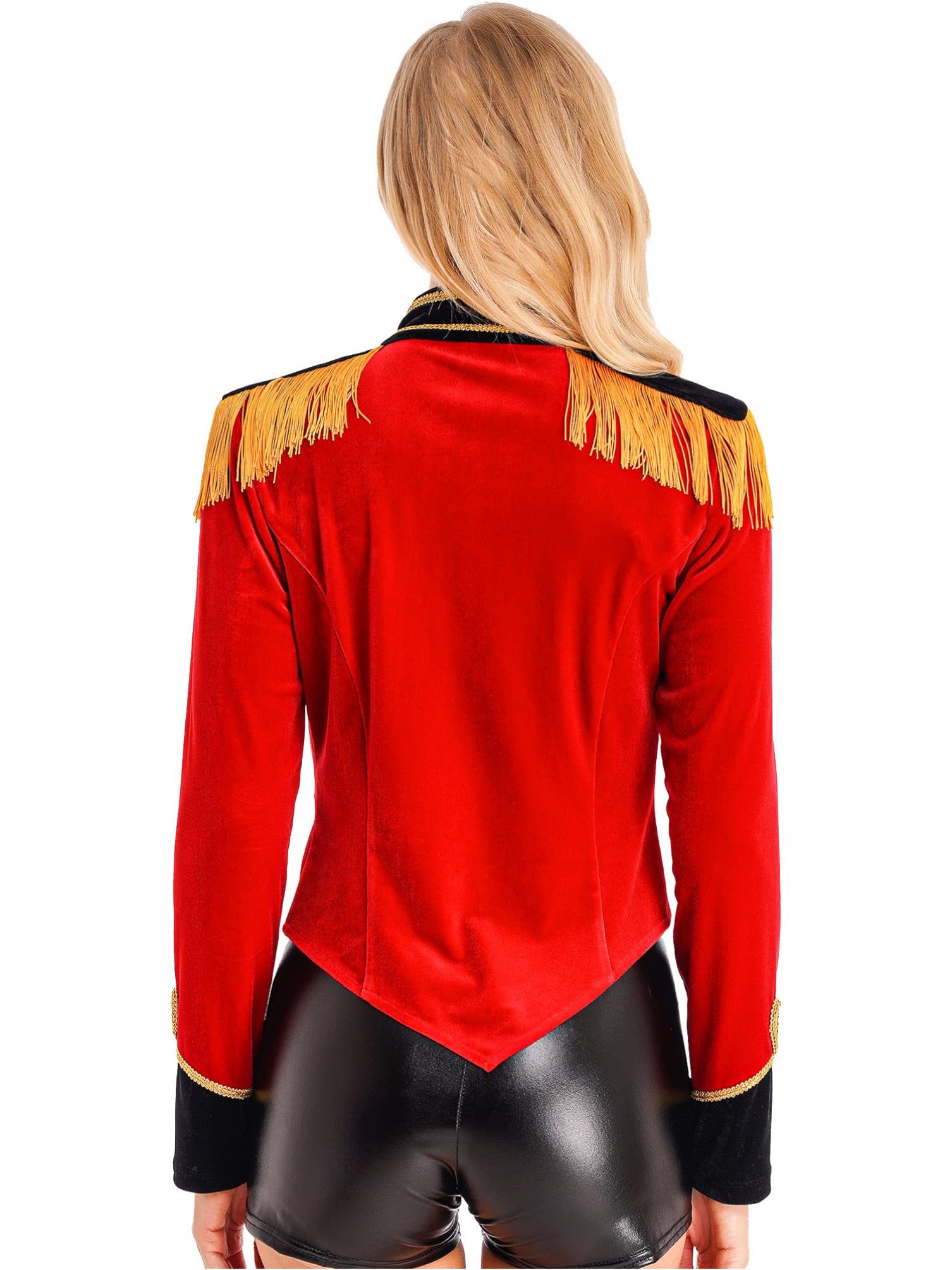 dPois Déguisement Cirque Femme Manches Longues Veste Cirque Dompteuse Cape Prince Présentatrice Gilet Costume Ringmaster Carnaval Mascarade S-3XL