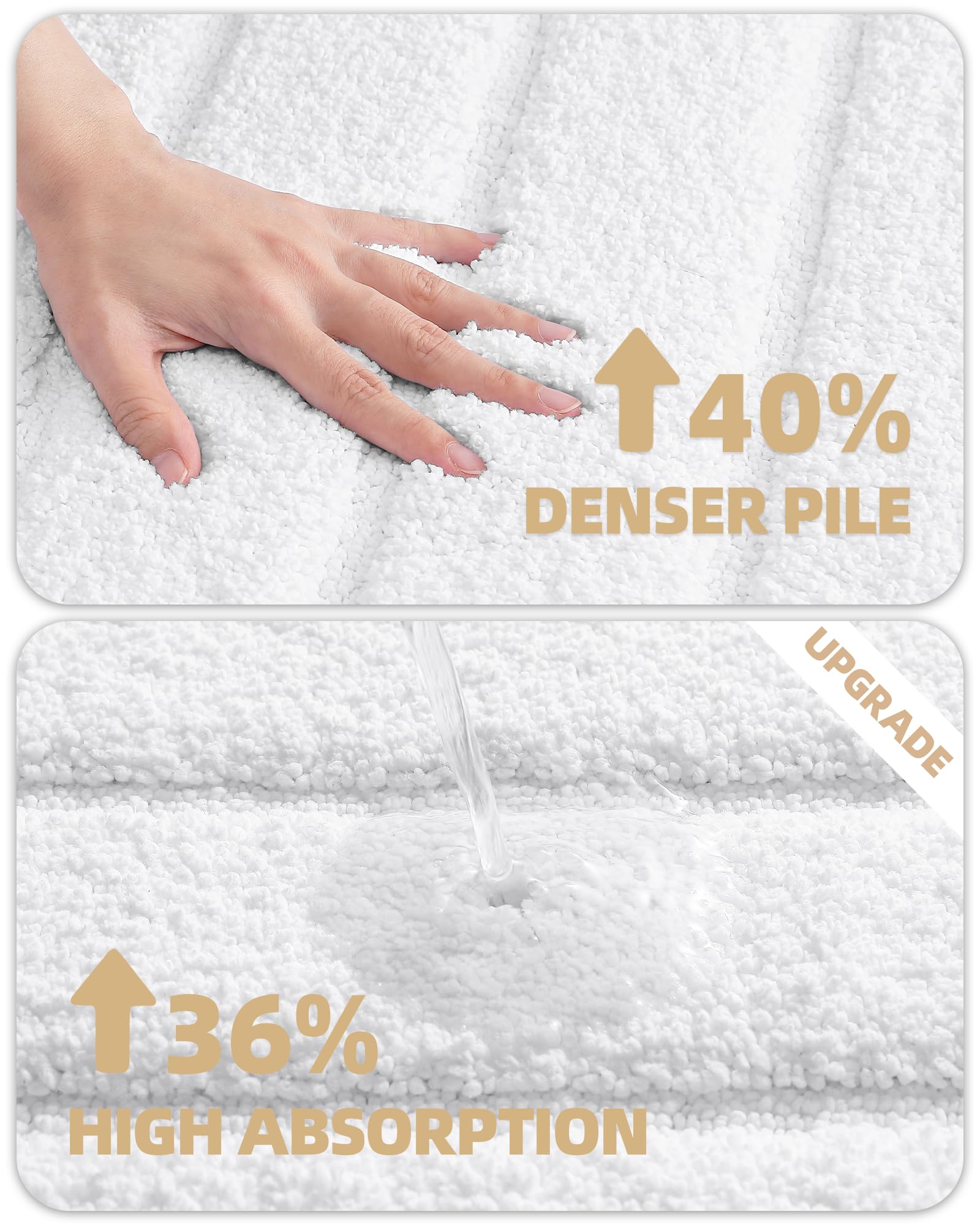 COLOR&GEOMETRY Bath Mat Non Slip 61 x 92 cm,Quick Dry Extra Soft Bathroom Mat for Bathroom Accessories,Microfiber Absorbent Bath Mats for Bathroom,Washable Shower Floor Rugs,White - Image 3