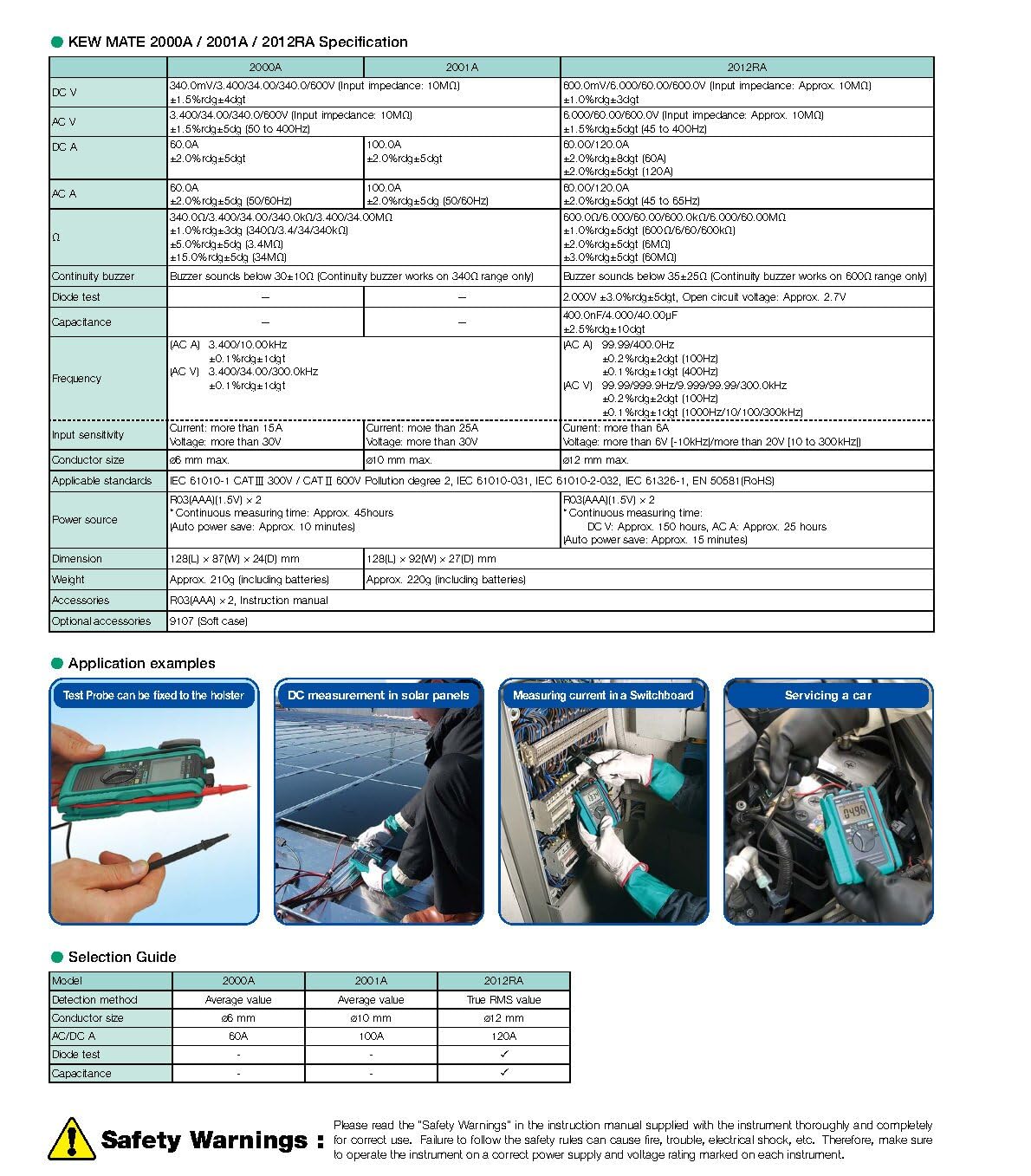 Japan Quality KYORITSU KEW2000A KEW2001A KEW2012RA Multimeter Clamp 600V Fork Multimeter 2000A Digital MULTIMETER Clamp MULTIMETER AC/DC Voltage Tester Hz Capacitance NCV Ohm Diode Testers(KEW2001A)
