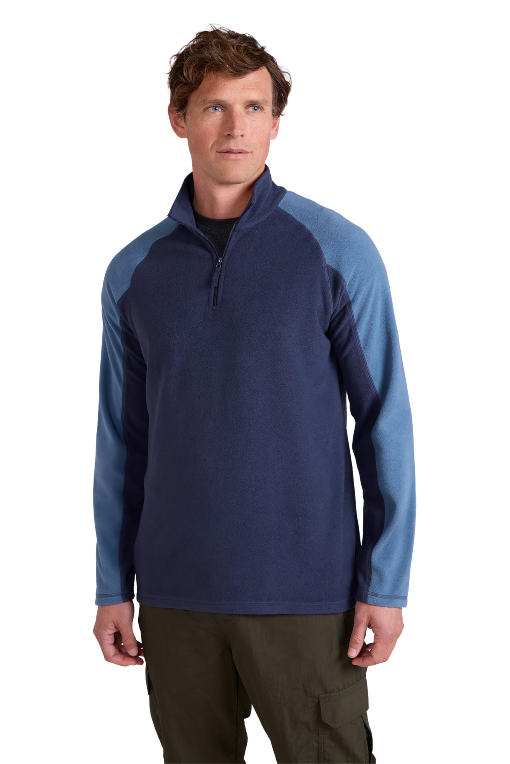 Mountain Warehouse Ashbourne Mens Fleece - Microfleece Sweater, Antipill Midlayer, Warm Top - Best for Spring Summer, Camping, Trekking, Hiking Blue XL