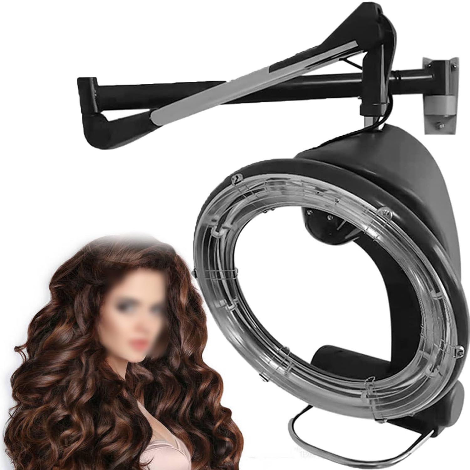 1200w Orbiting Wall Mount Hd LCD Display Hair Dryer Professional Hair Perm Color Accelerator Processor Temperature Adjustable Barber
