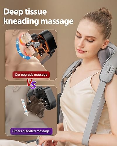 Miniatura 3 de Masajeador inalámbrico de cuello y hombros con calor, amasamiento de tejido profundo que alivia la tensión, mejora la circulación, regalos para