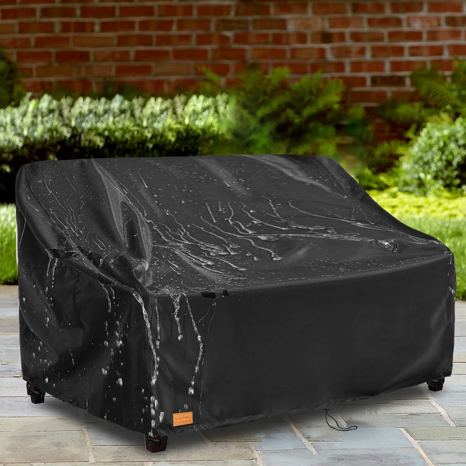 Outdoor 2 Seater Loveseat Cover, Waterproof Heavy Duty Patio Furniture Covers, 58W x 33D x 32H Inches Outdoor Couch Cover, Sofa Covers for Patio Furniture Waterproof,Black