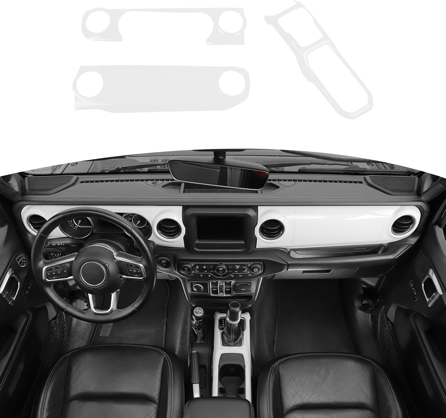 RT-TCZ for Wrangler JL Dash Trim Cover White, Gear Shift Panel Trim Frame for Jeep Wrangler JL JLU Gladiator JT 2018-2023 White Interior Accessories 3pcs
