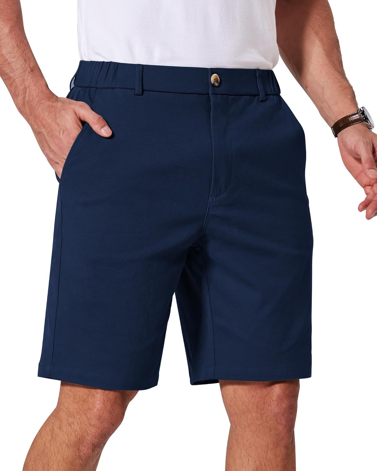 COOFANDY Men's Casual Shorts Classic-Fit 9" Chino Shorts Cotton Stretch Golf Short with 4 Pockets