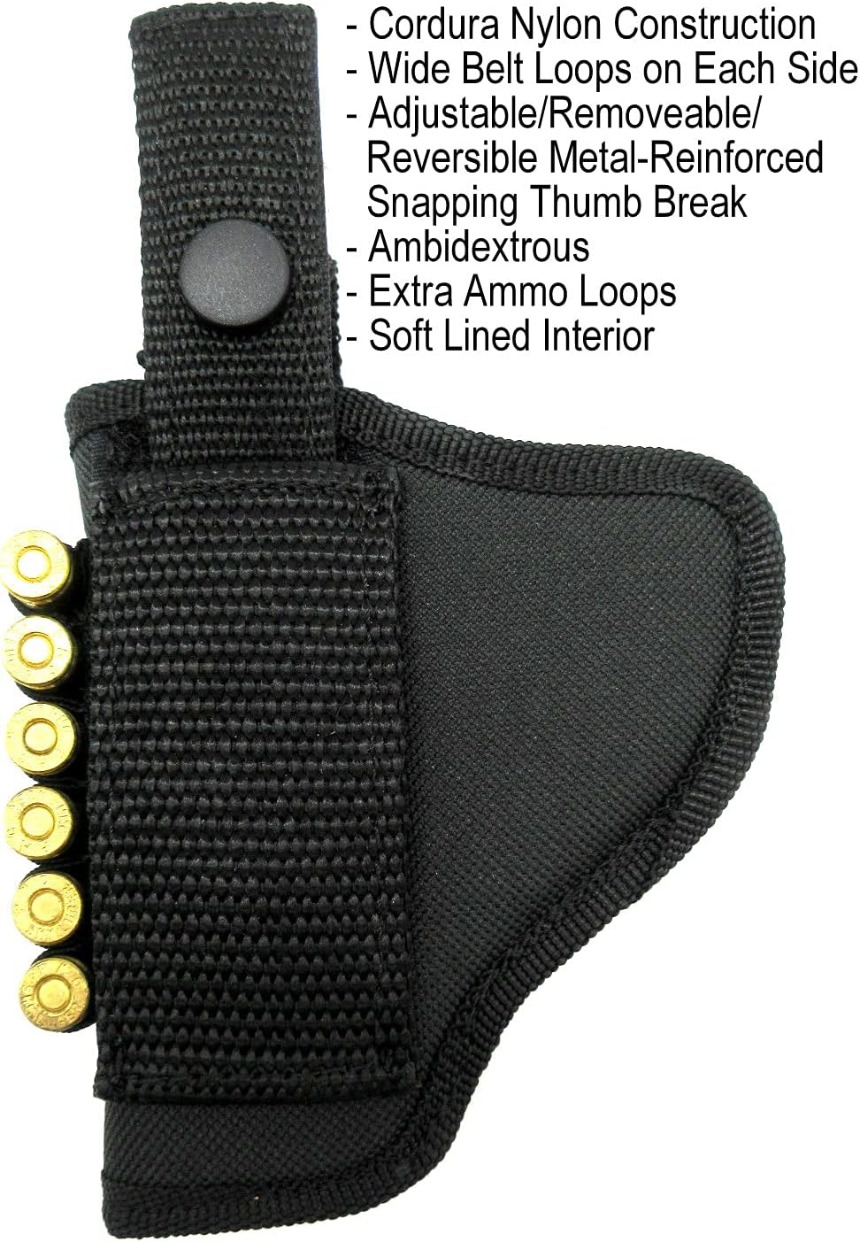 Right/Left Hand Nylon Belt Holster with Ammo Loops for Kimber K6S, Ruger LCR, Rossi M68 M88, 2" Revolver