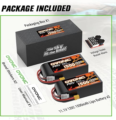 Miniatura 6 de OVONIC Lipo Batería 11.1V 120C 1500mAh 3S RC Batería con enchufe XT60 para FPV Racing Drone Quadcopter Helicóptero Avión RC Barco RC Car RC Modelos