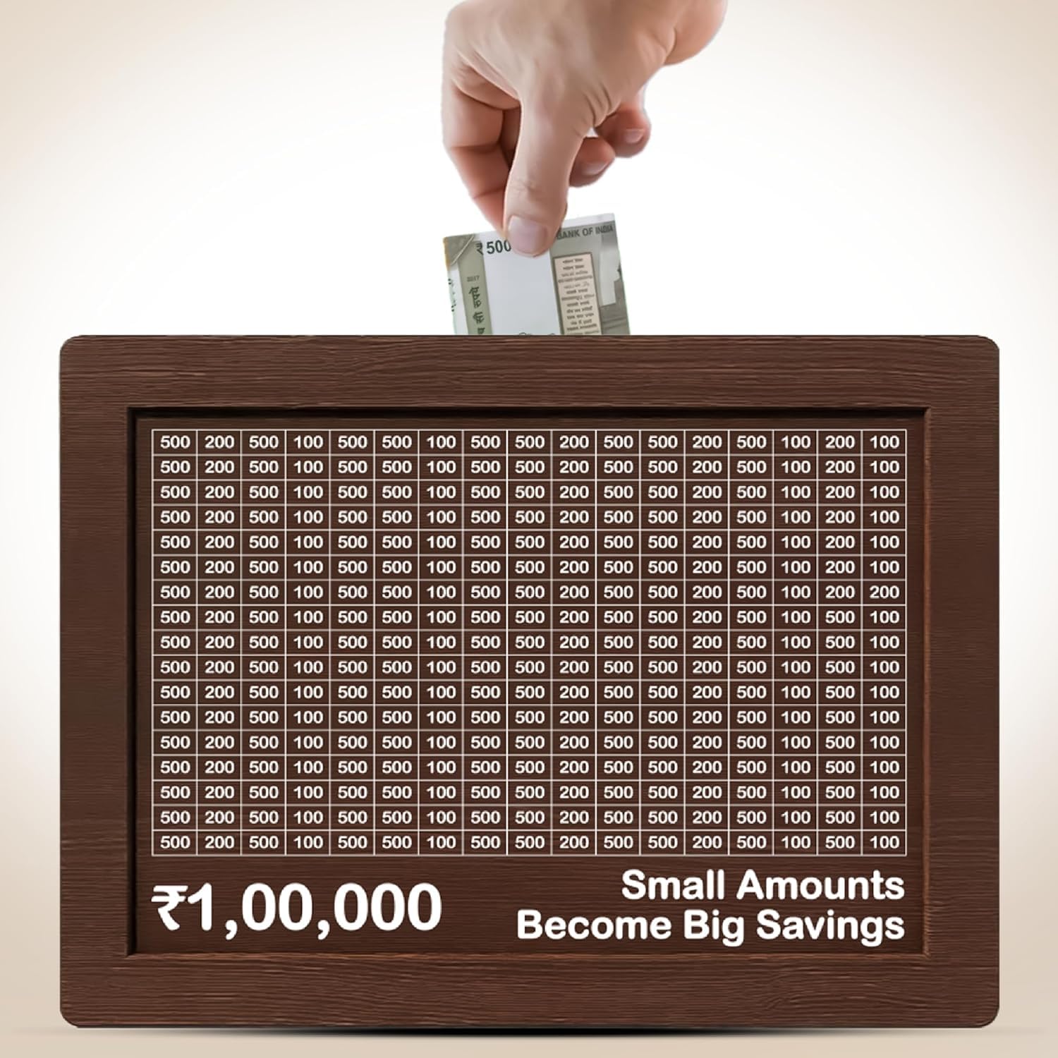 Money Saving Box for Kids and Adults | Wooden Money Bank with Lock | Big Size Piggy Bank 2 Lakh Target | 1 Lakh Saving Box with Numbers | Eco-Friendly Wooden Money Bank (Money Bank)