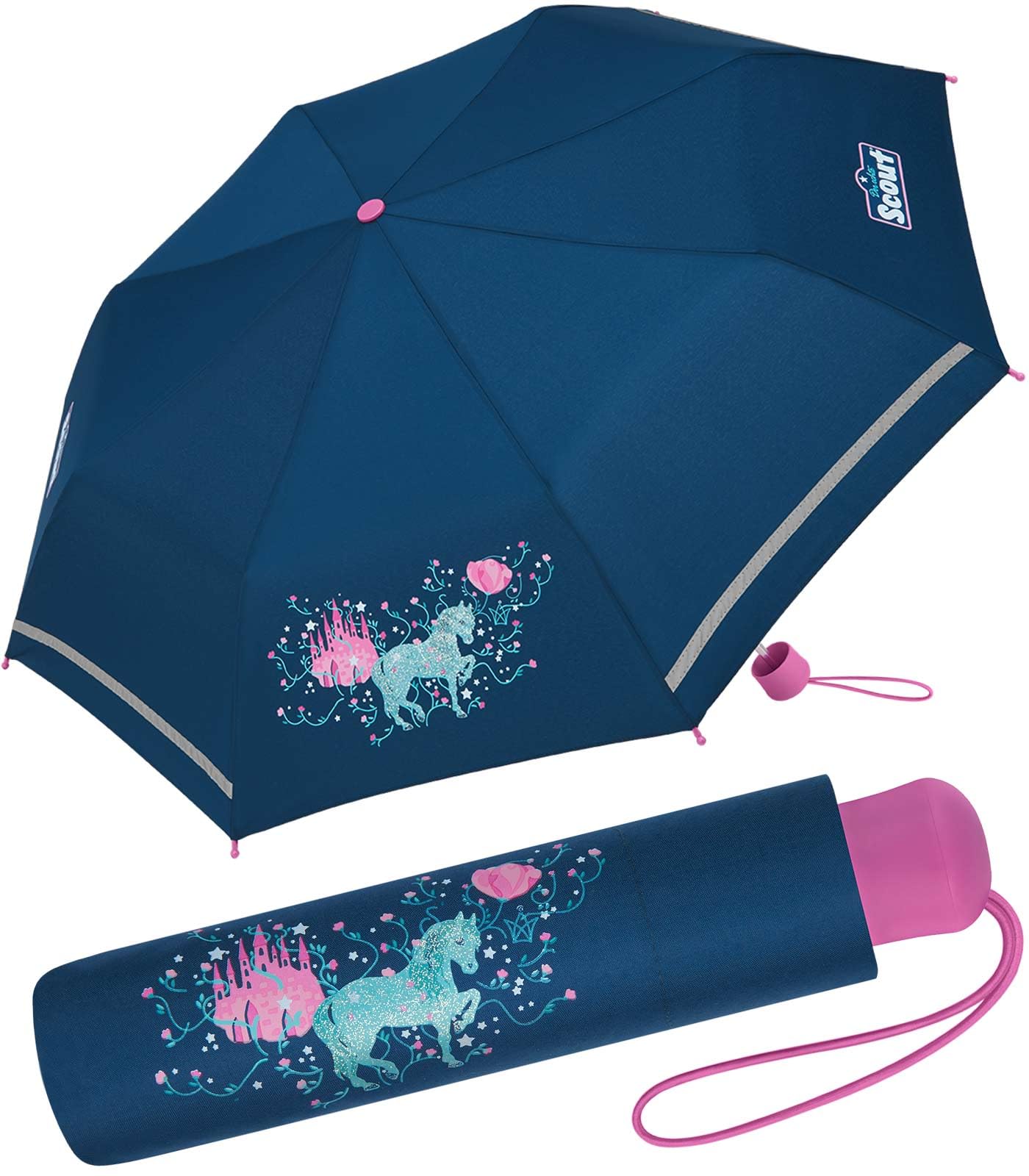 Scout Kinder-Taschenschirm mit reflektierendem Streifen Dreamworld