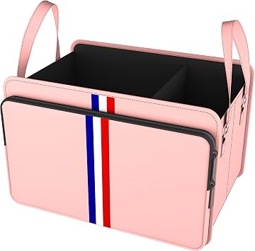 Homeve Trunk Organizer for Car, Waterproof Collapsible 3 Compartments Car Organizer, Foldable Storage for Car Accessories, Tools, Sundries for Women Men, Tote Bag Pink, Standard