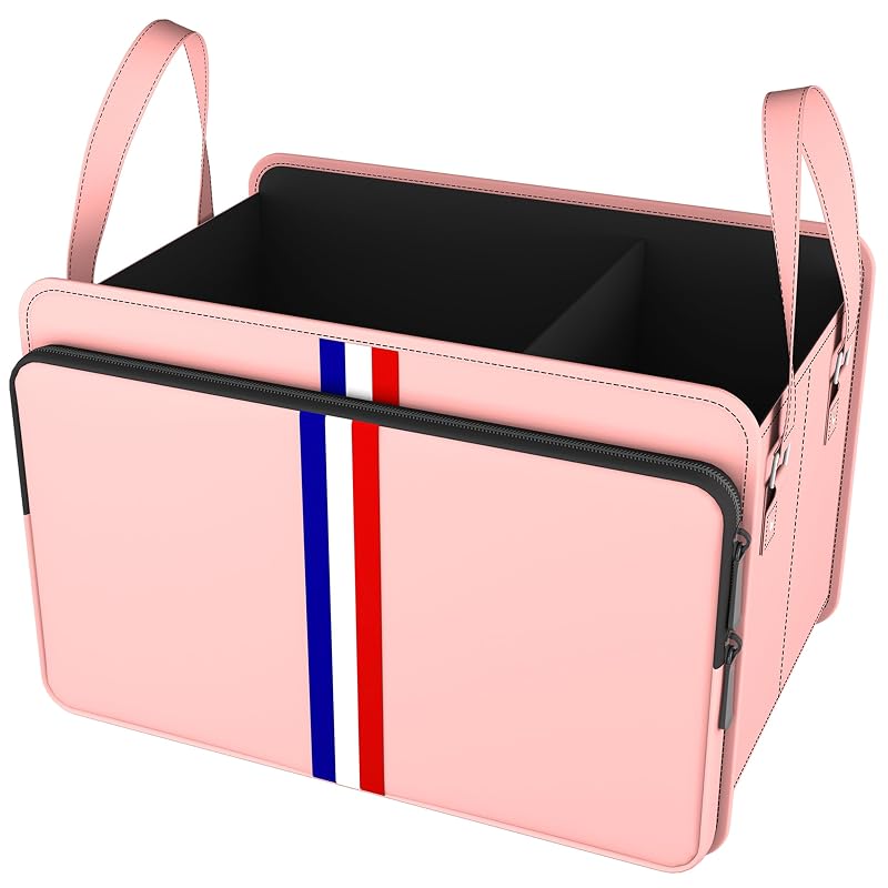 Homeve Organizador de Porta-Malas Dobrável em PU Polyester com 3 Compartimentos Rosa