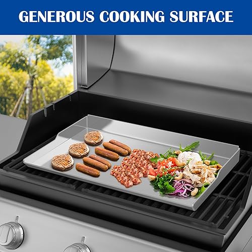 Miniatura 7 de Plancha universal para barbacoa de gascarbón, 26 x 18 pulgadas, acero inoxidable, extraíble, para Bull, Lion Premium, DCS Series 7, 9, Nexgrill,