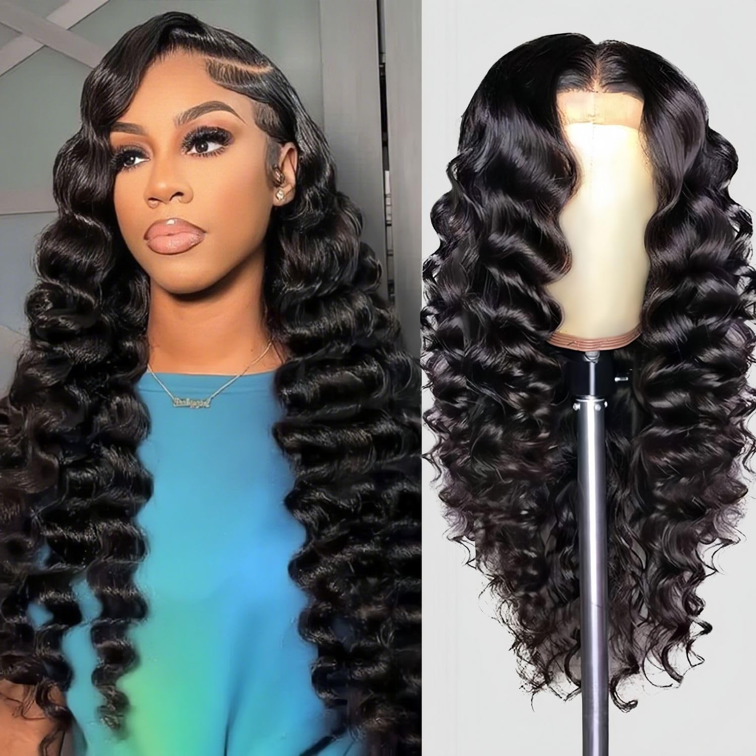 PYY Deep Wave Lace Front Wigs Human Hair 200 Density Glueless Wigs for Black Women 13x4 HD Lace Frontal Raw Human Hair Pre Plucked with Baby Hair 20 Inch 20 Inch 200 Density Deep Wave Wig