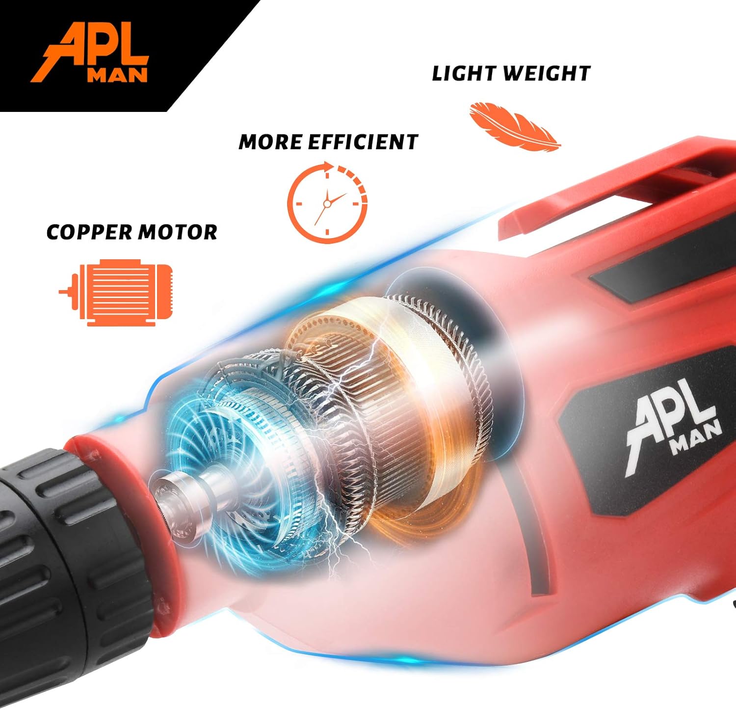 APLMAN 21V MAX Power Cordless Drill Electric Impact Driver/Drill Kit,26pcs Accessories 3/8" All-Metal Chuck 25+1 Torque Setting,2 Variable Speed and LED (Red3)