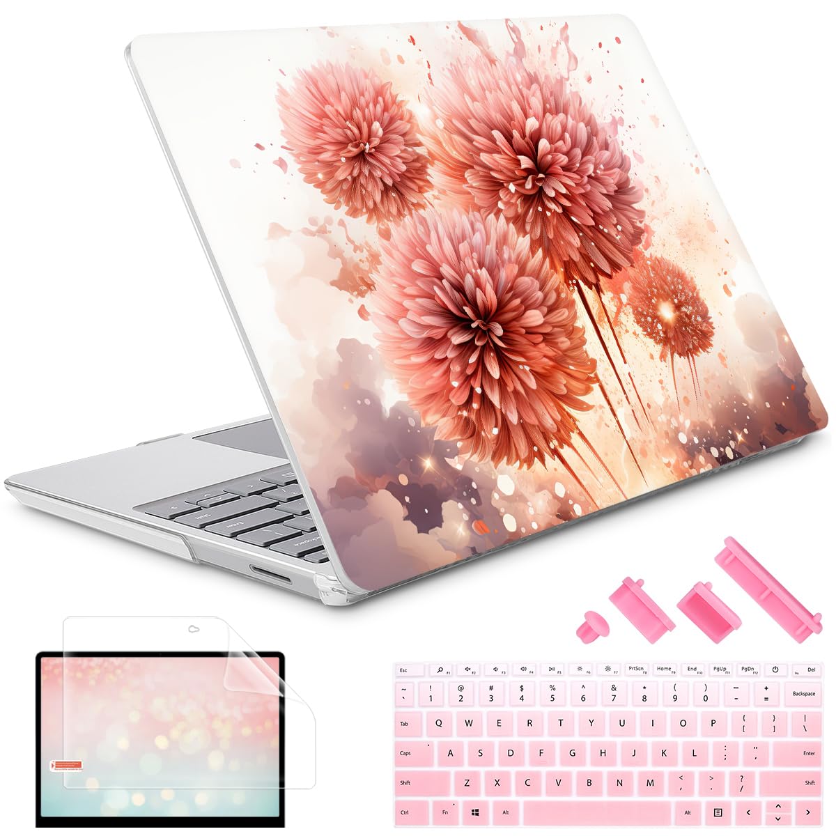 May Chen for 15 inch Microsoft Surface Laptop 3/4/5 with Metal Palm Rest Models:1872 1873 1953 1979, Plastic Hard Shell Case with Screen Protector & Keyboard Cover & Dust Plug, Rosy Cheers