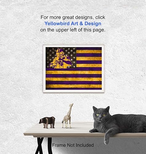 Miniatura 5 de LSU Fighting Tigers Football Wall Art Print Poster - Patriotic Flag - Gift for Men, Louisiana State University Sports Fans - Home Decor for Den,