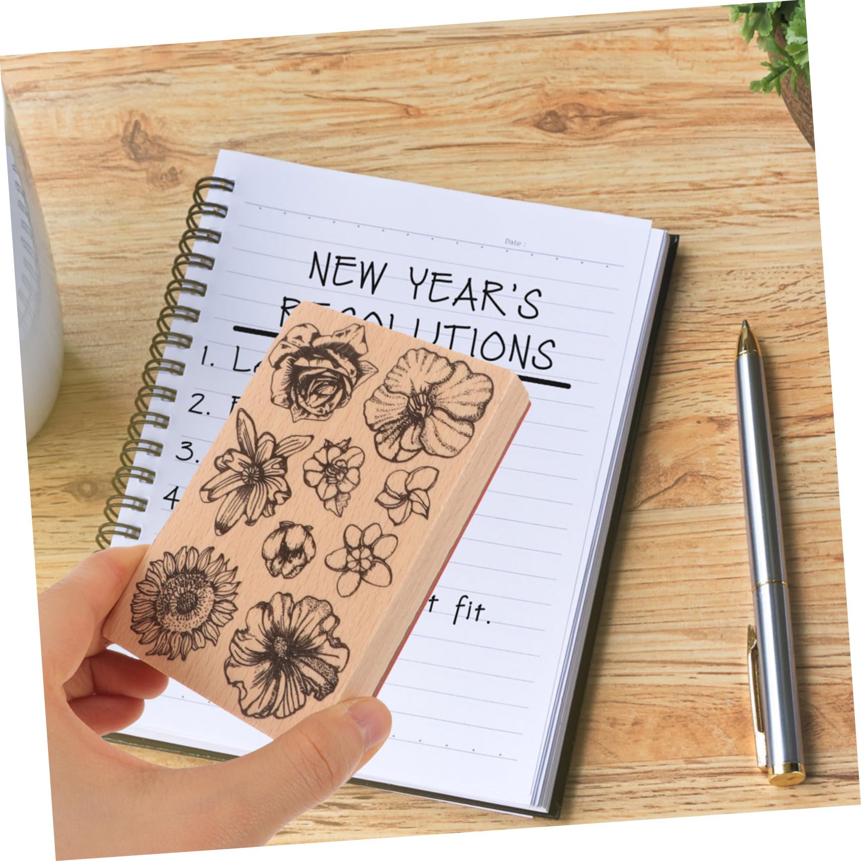 5pezzi Timbratura Decorativa Legno per Crafting di Timbri Multi-Funzione per Diario e Progetti Creativi Design Variabile e Portatile per Amici