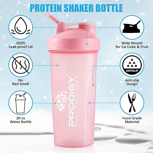 Miniatura 2 de Protein Shaker - Botella grande de 20 onzas, perfecta para suplementos de entrenamiento, proteína en polvo, bebidas deportivas, BCAA'S, reemplazo de