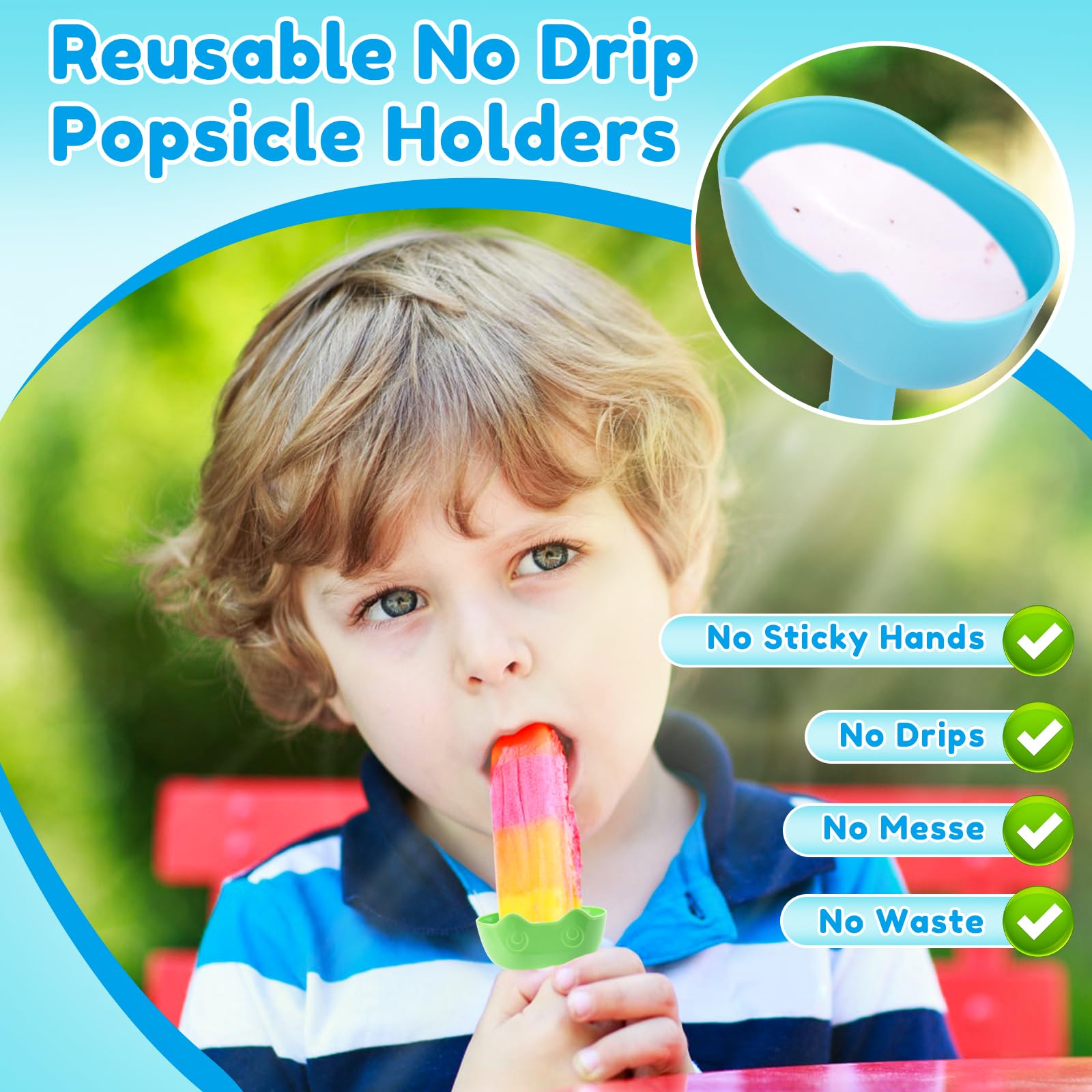 4 Stück Eis Am Stiel Halter - Tropffrei Silikon Halterungen Für Kinder