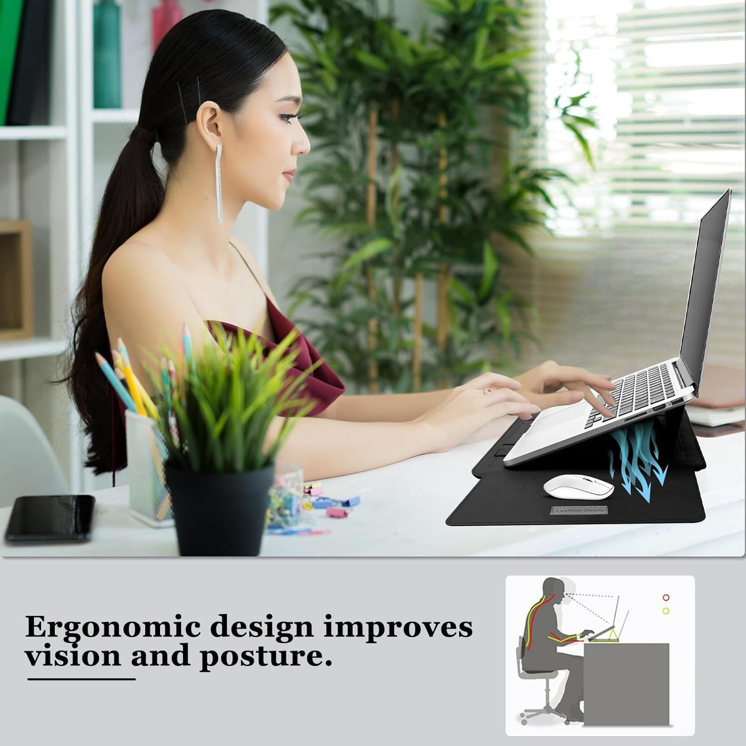 15-15.6 inch Laptop Sleeve Protective Case for MacBook Air/Pro 15" (M5/M4/M3/M2), [3 in 1] PU Leather Laptop Waterproof Slim Cover with Stand and Mouse for MacBook Pro (15") - Black