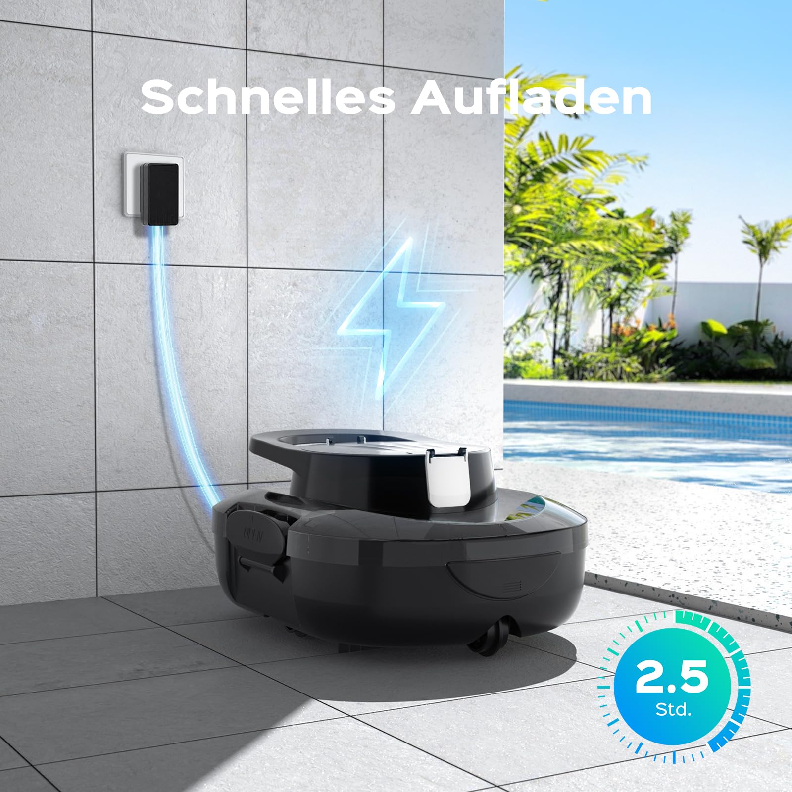 S1PRO 2026 Upgrade Poolroboter Akku, 120 Min Reinigungszeit, Leichter Poolsauger mit Dual-Antriebsmotoren, 2,5 Stunden Ladezeit, Auto Parken Poolreiniger für Flache Böden Pools bis 95 m², Schwarz Weiß