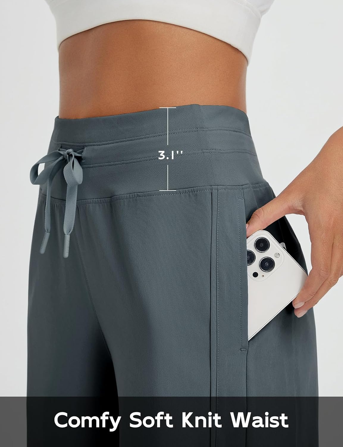 baleaf Women's Capri Pants Wide Leg Athletic Yoga Capris with Pockets Quick Dry Hiking Pants Loose Lounge Summer UPF 50+ - Image 2