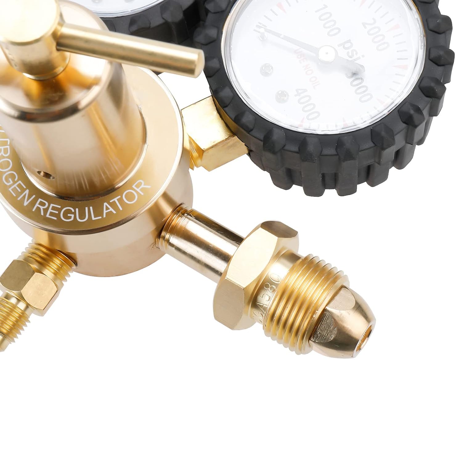 Nitrogen Regulator with Double Gauges 0-600 PSI Delivery Pressure 4000PSI Inlet Pressure CGA580 Thread Fittings, 1/4'' Male Flare Outlet Fitting
