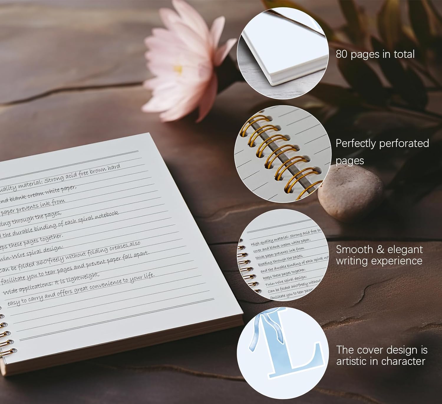 Blue Bow Journal Notebook for Girls,Initial L Journals Personalized Diary Gifts for Teen Girl Kids,Monogrammed Gifts for Women,Trendy Coquette Cute Hardcover Spiral Notebook 5.5 x 8.3 - Image 7