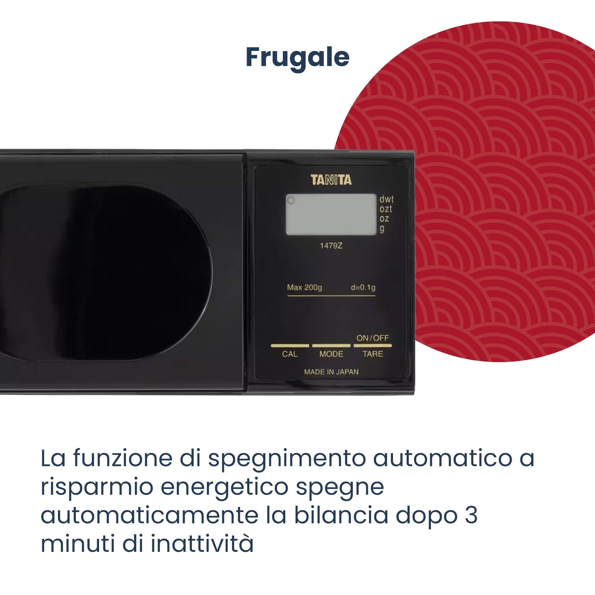 Tanita 1479Z - Bilancia da cucina, fino a 200 g, schermo LCD, nera