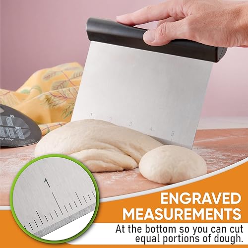 Miniatura 9 de Spring Chef Pelador de verduras giratorio de alta calidad y raspador de banco de acero inoxidable con raspador de cuenco adicional, paquete de 2