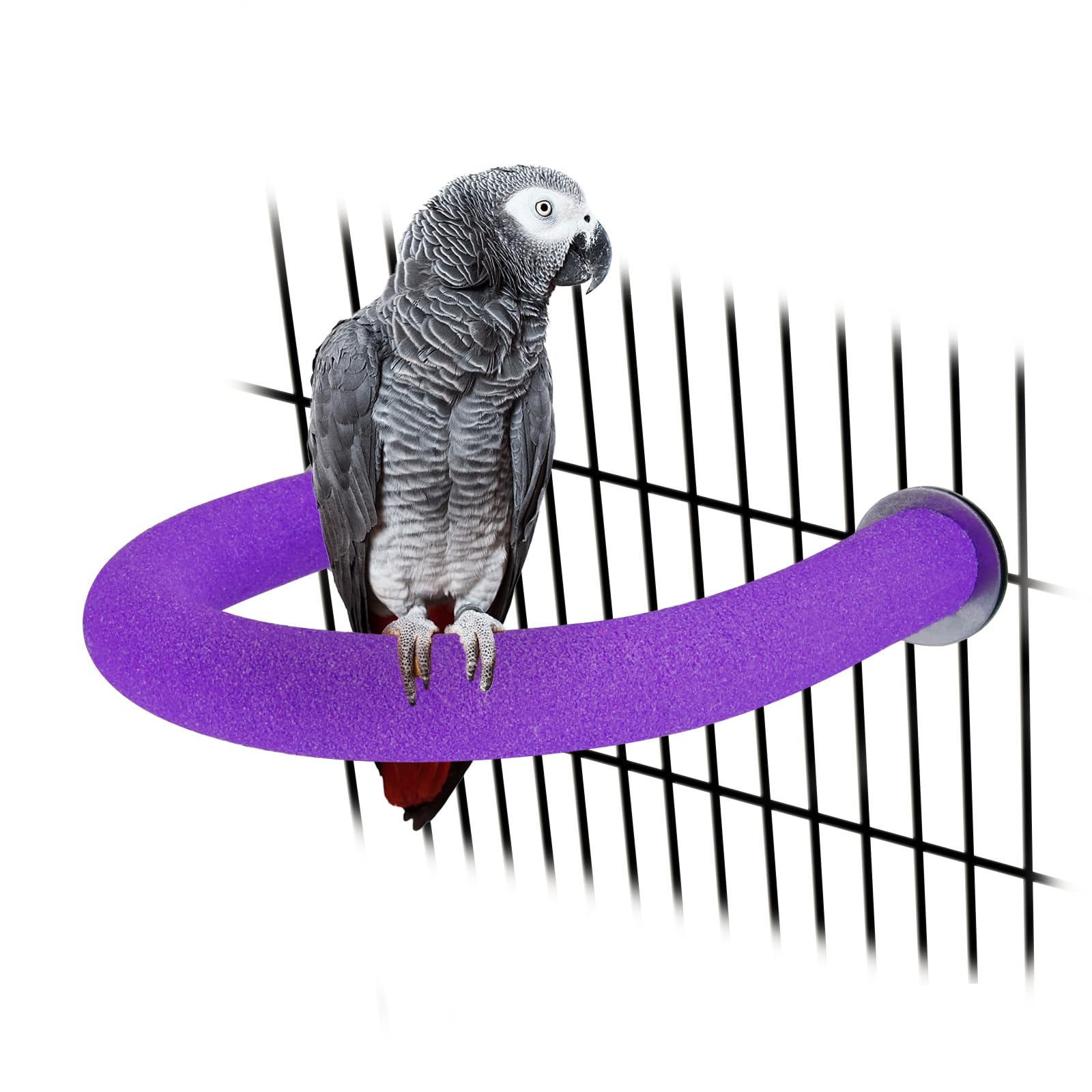 Rypet U-Shaped Large Parrot Perch, Quartz Bird Perch for Cage(Purple L)
