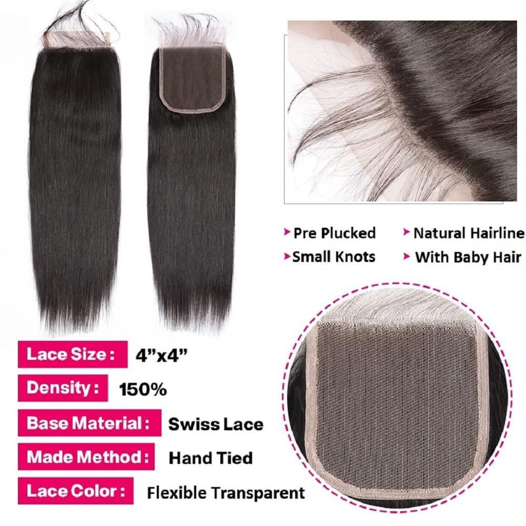 12A Straight Human Hair Bundles 22-28 Inches 4 Bundles Brazilian Virgin Hair Amazon.com : 12A Straight Bundles with Closure Human Hair(24  main image 4