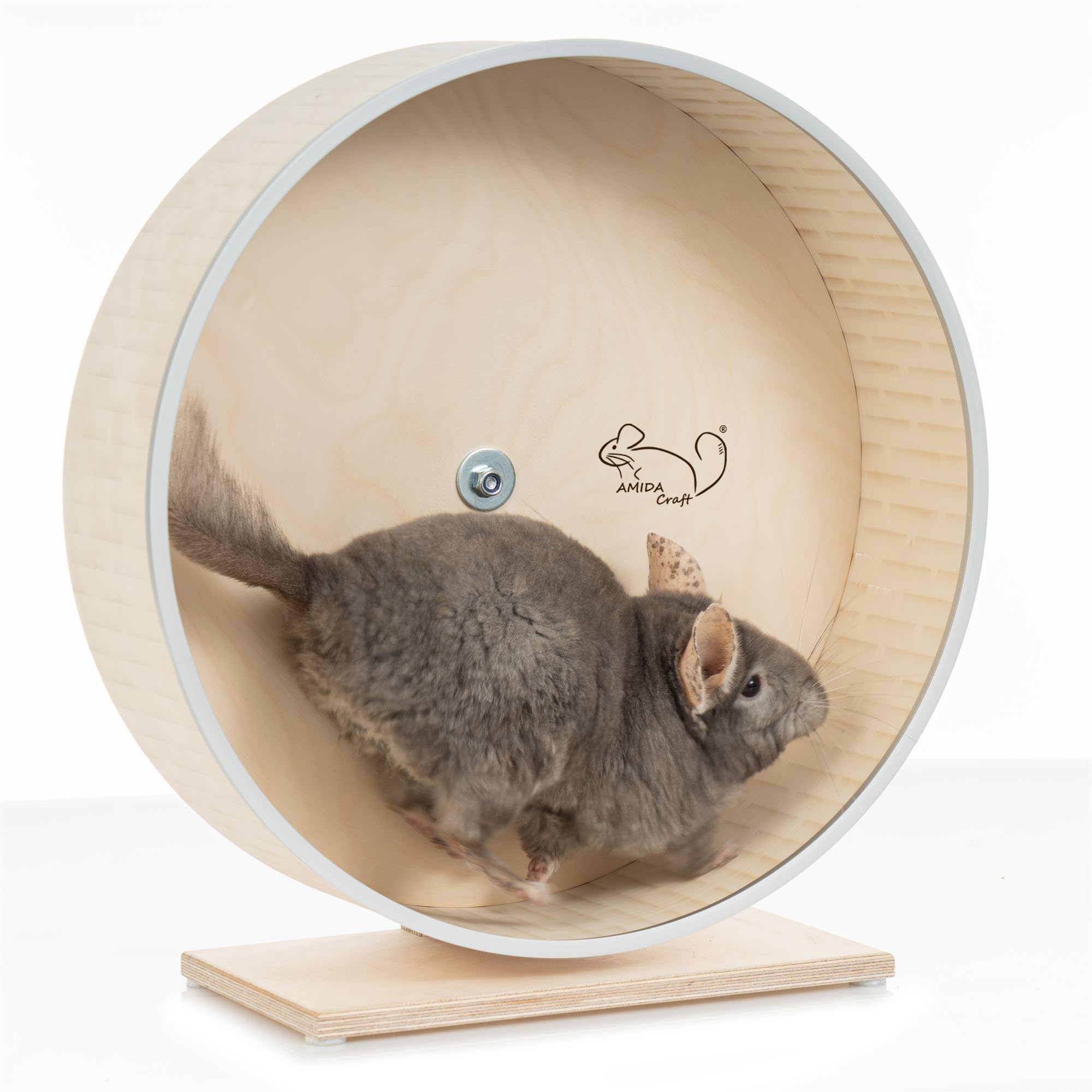 Rueda de chinchilla silenciosa, 41 cm, soporte estable, borde antimordeduras, fabricado en Letonia