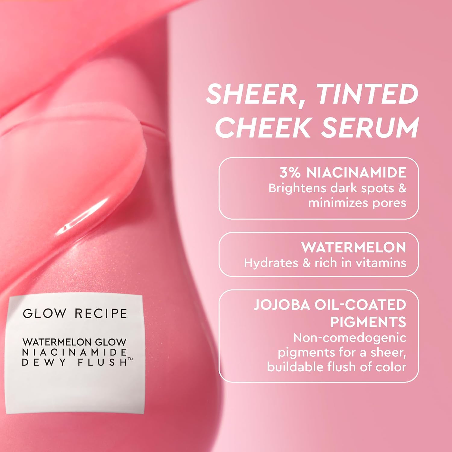 Glow Recipe Watermelon Glow Skin Care Set, Best of Dews & Hues - Full Size Niacinamide Dew Drops, Full Size Dewy Flush Watermelon Blush & Full Size Glass Balm Lip Treatment (3 Count) - Image 6