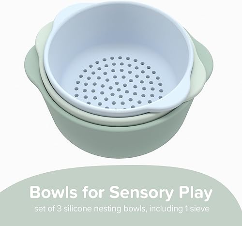 Miniatura 2 de Inspire My Play - 3 cuencos y tamiz anidables - Perfecto para bandeja de juego sensorial - Accesorios para contenedores sensoriales - Suministros de