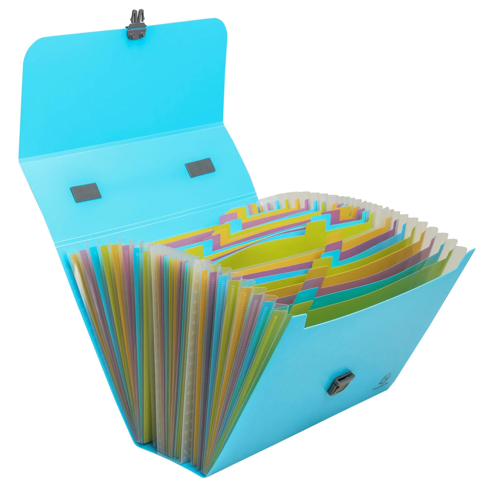 Exacompta - Ref 55699E - 1 Pop'N Co case Folder with Handle - Recycled PP Cover - PP Interior - snap Button Closure - 24 compartments - Size 33x29cm - Colour Cyan - Image 2