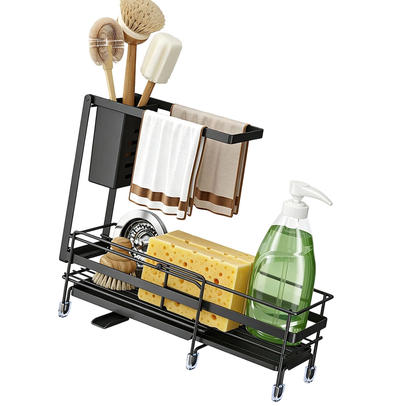 Organizer da cucina estensibile per lavello in acciaio, Black