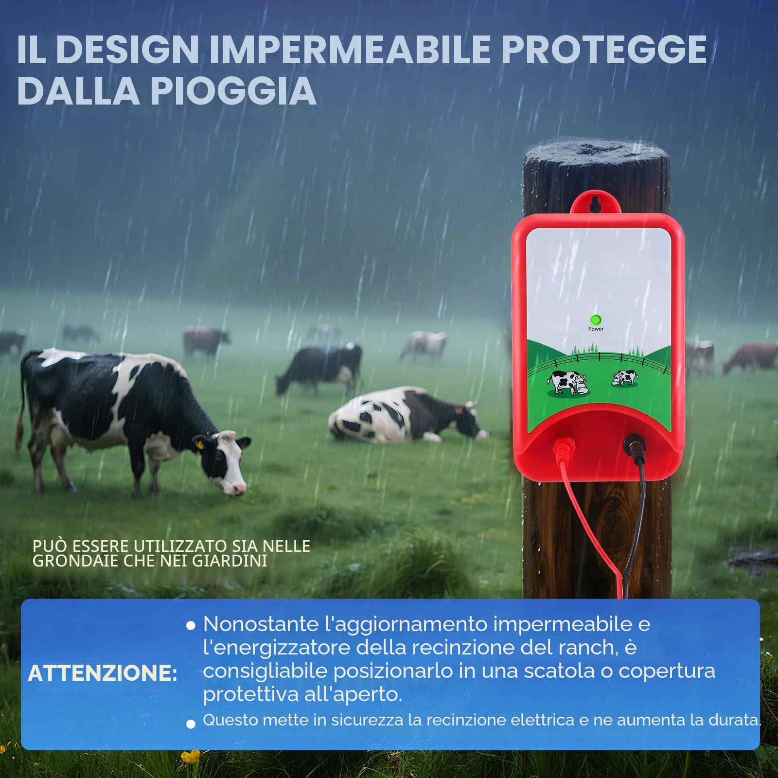 Elettrificatore Per Recinto Elettrico 10Km 12V 1.5J Per Animali Cane Cinghiale Cavalli Pecore