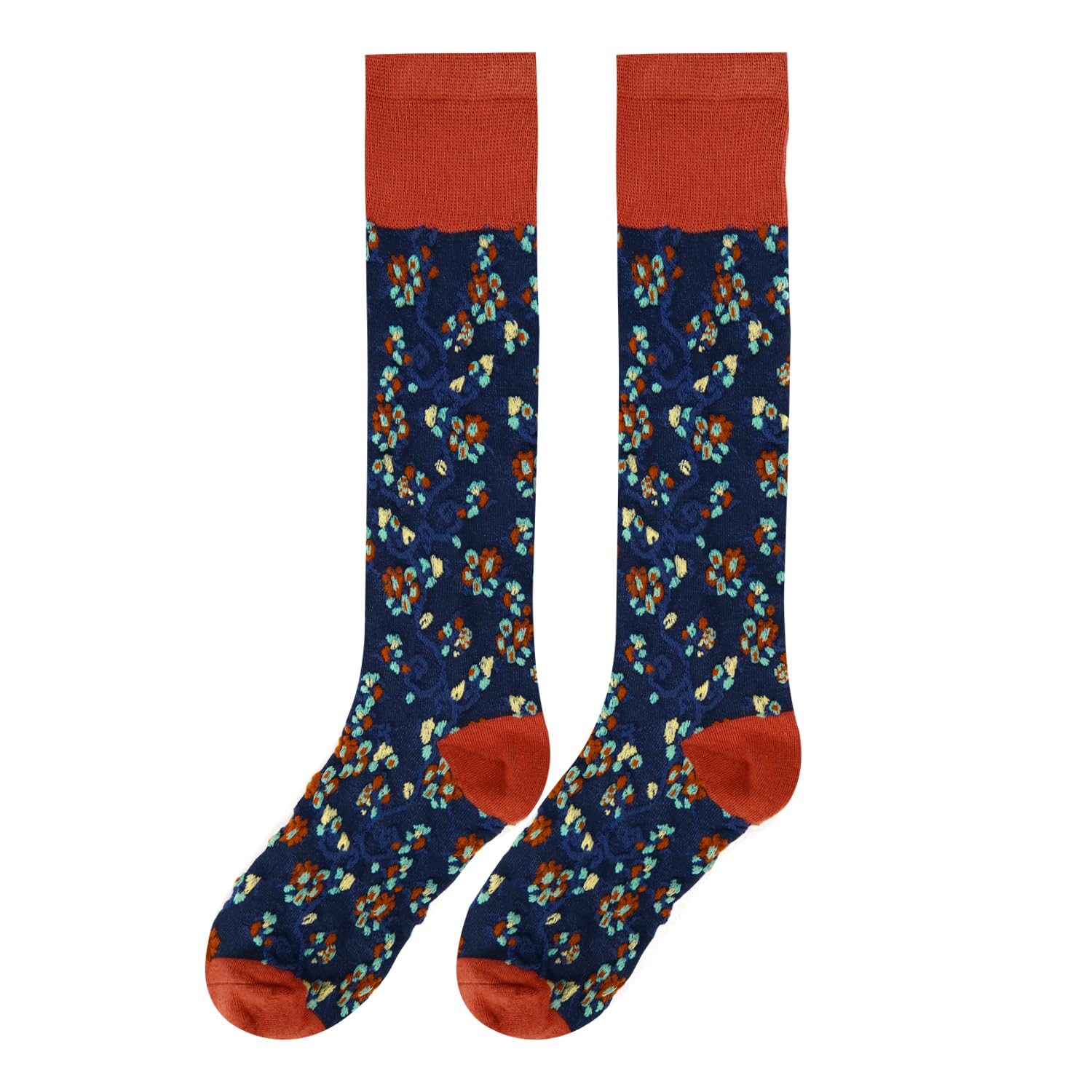Benefeet Sox Calcetines hasta la rodilla para niñas, bonitos calcetines florales hasta la rodilla, coloridos y coloridos con estampado de flores kawaii, calcetines de algodón para regalo