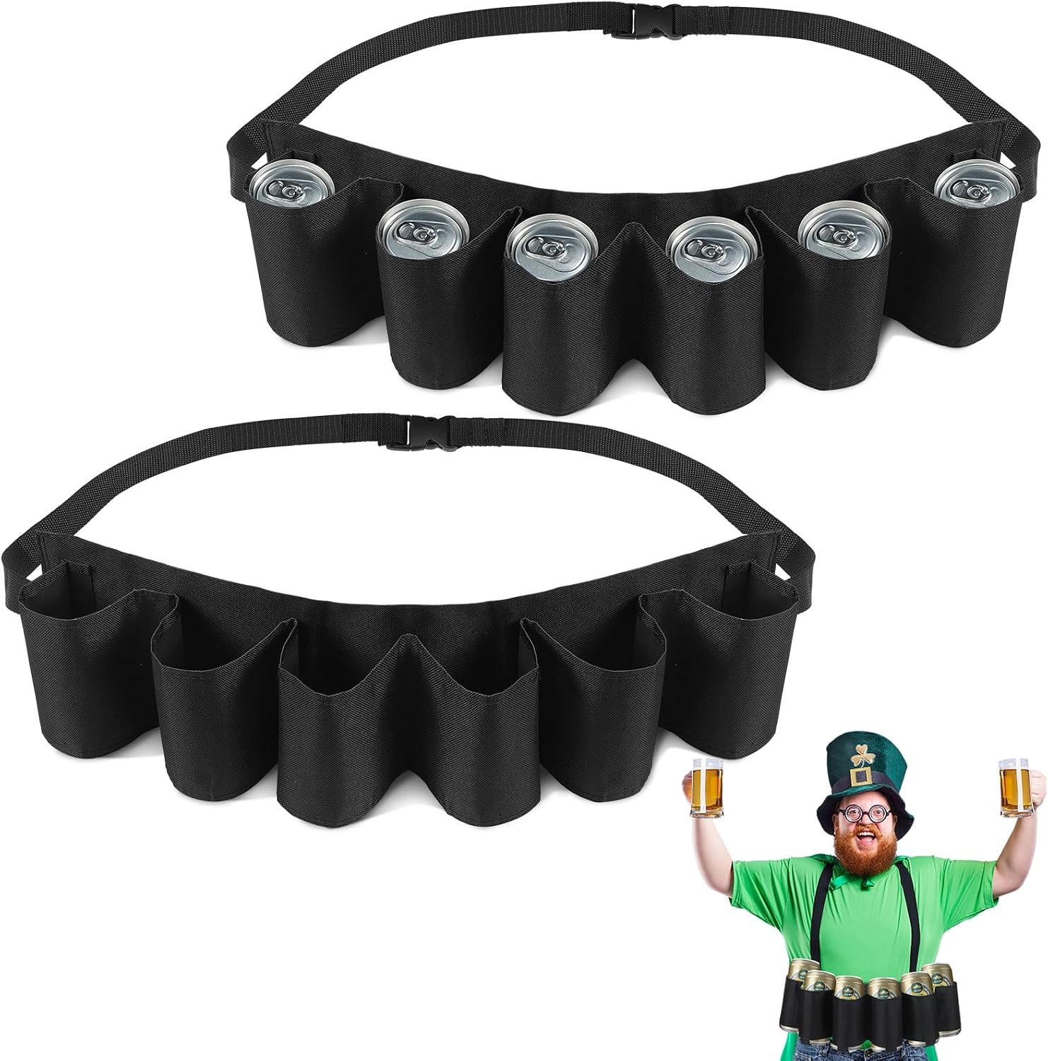 Jiuguva 2 Pcs Men Beer Belt Holder 6 Can Beer Drinking Accessories