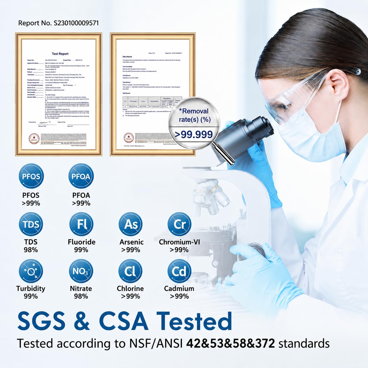 Waterdrop G3P600 Système d'osmose inverse, certifié NSF/ANSI 58 & 372, système d'osmose inverse sous l'évier, réduction du TDS, 600 GPD, 2:1 pur à l'égout, robinet LED intelligent