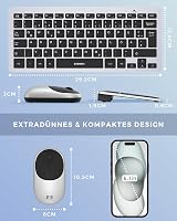 seenda Vezeték Nélküli Billentyűzet és Egér Szett, Kompakt 70% QWERTZ Kiosztású Ultravékony Mini Billentyűzet, USB Vevőegységgel, PC/Laptop/ 3
