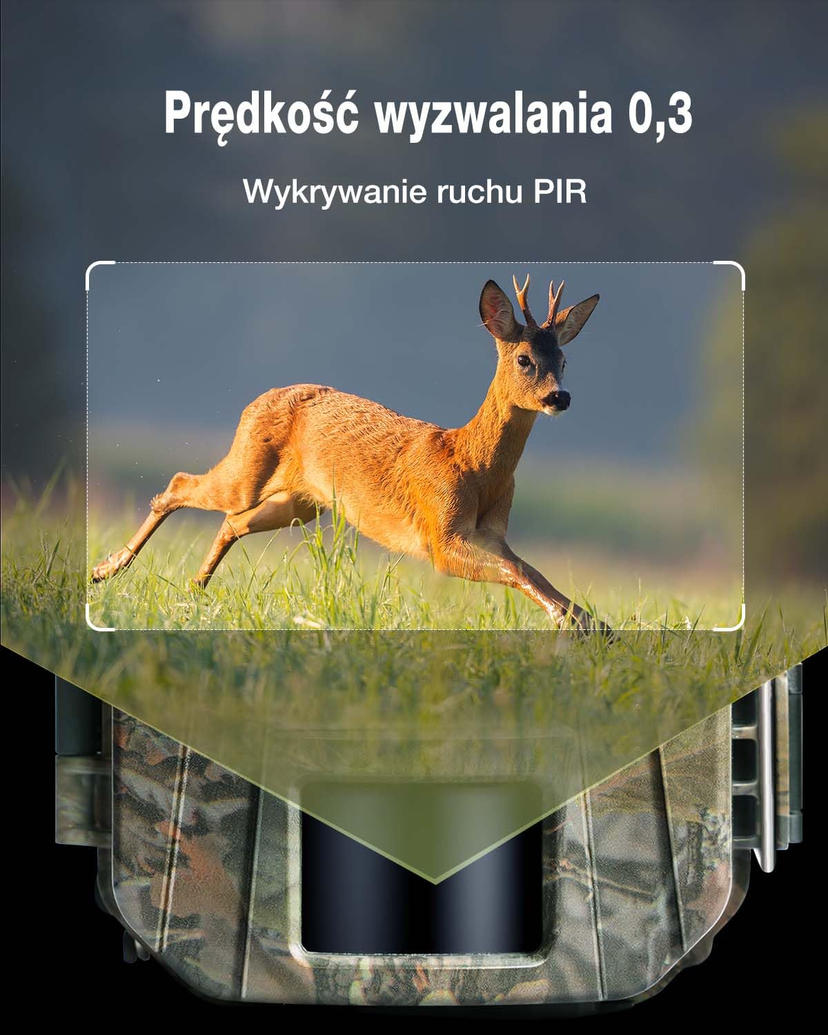 WOLFANG Kamera Myśliwska, kamera do obserwacji dzikich zwierząt, Kamera leśna 2160p 48MP HD, diodami LED na podczerwień 940 nm, z czujnikiem ruchu, Czas Wyzwalania 0,2 s