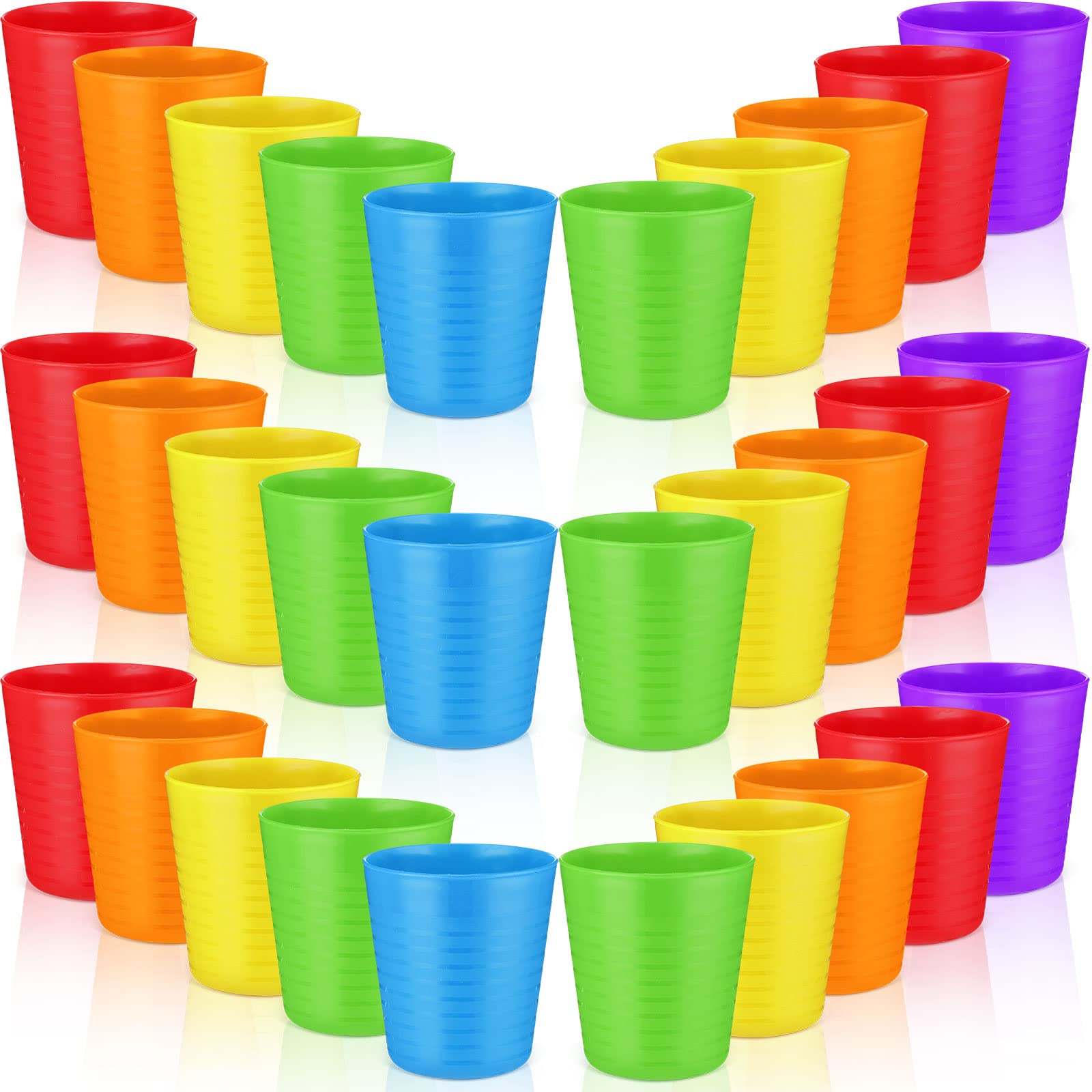 Eccliy 72 Pcs Children Cups Kids Cups 8 oz Plastic Cups Reusable Cups Unbreakable Plastic Drinking Cups Tumblers for Kids Children, Dishwasher Safe, 6 Colors