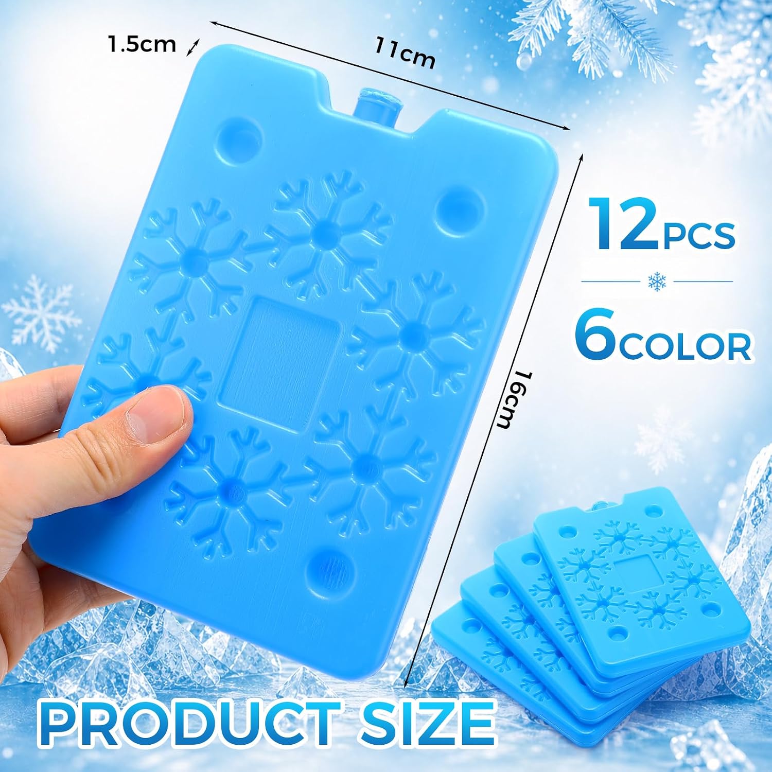 12 Pack Ice Packs for Cooler and Lunch Box 6.3 x 4.3 Inch Reusable Freezer Packs for Lunch Bags Long Lasting Ice Blocks for Camping Picnic Work or School image 2