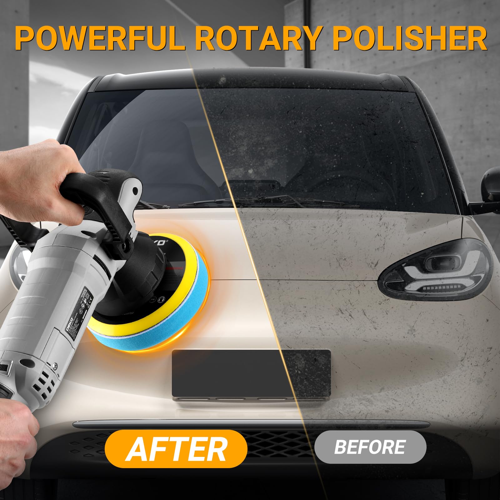 Lucidatrice orbitale elettrica per auto: DEKOPRO 800W lucidatrice rotorbitale eccentrica con piastra da 150 mm, 6 velocità variabili da 1800-5500RPM, orbita di 9 mm - per lucidatura e cera delle auto