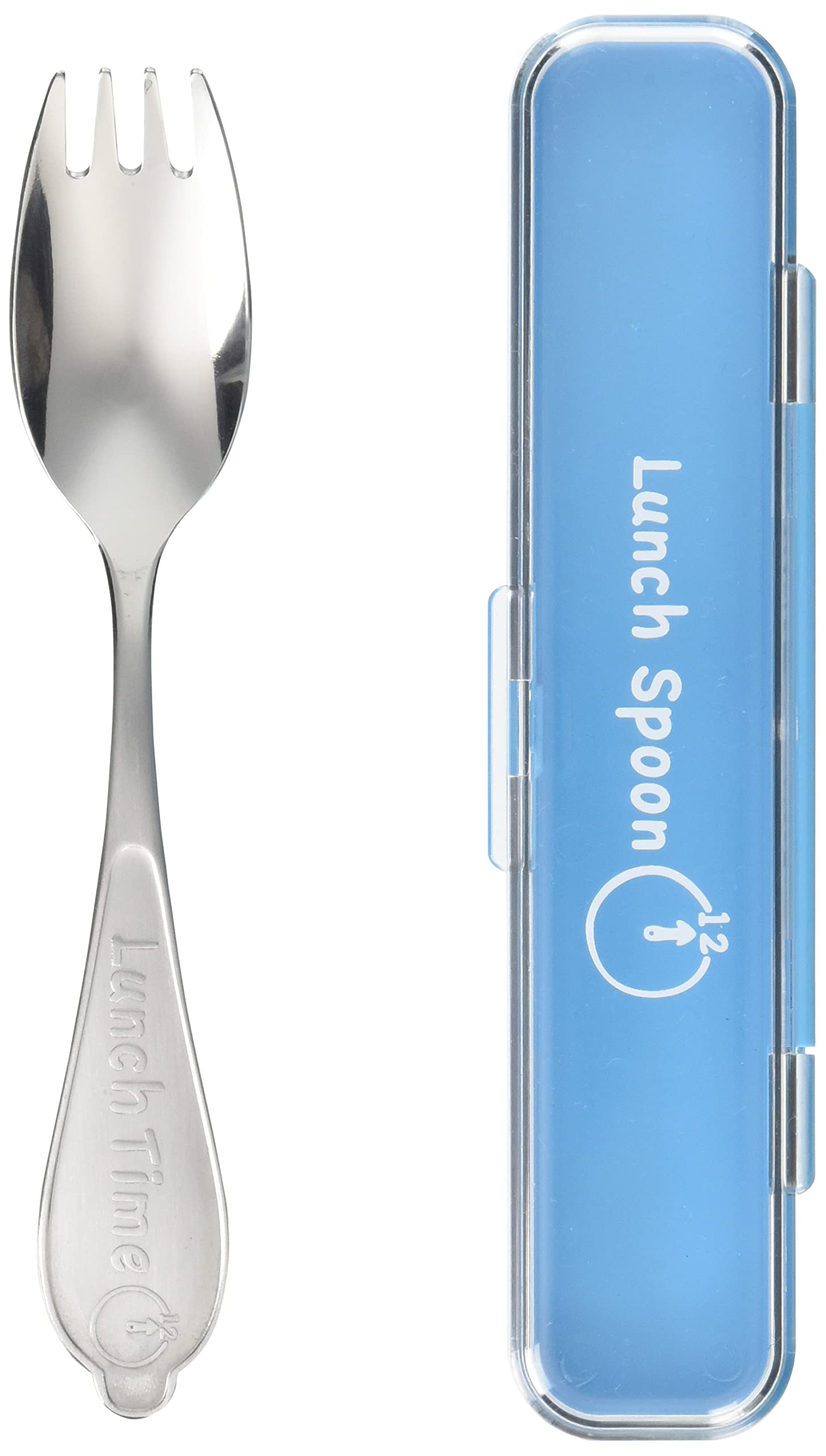 Takakusa Metal Lunch Spoon with Case, Leaf, Blue, Set of 2