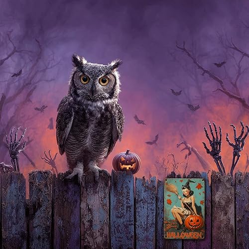 Miniatura 4 de KIYOYO Letrero de metal para pared, diseño de bruja, de Halloween, vintage, cocina, granja, patio, garaje, club, retro, baño, advertencia, hombre,