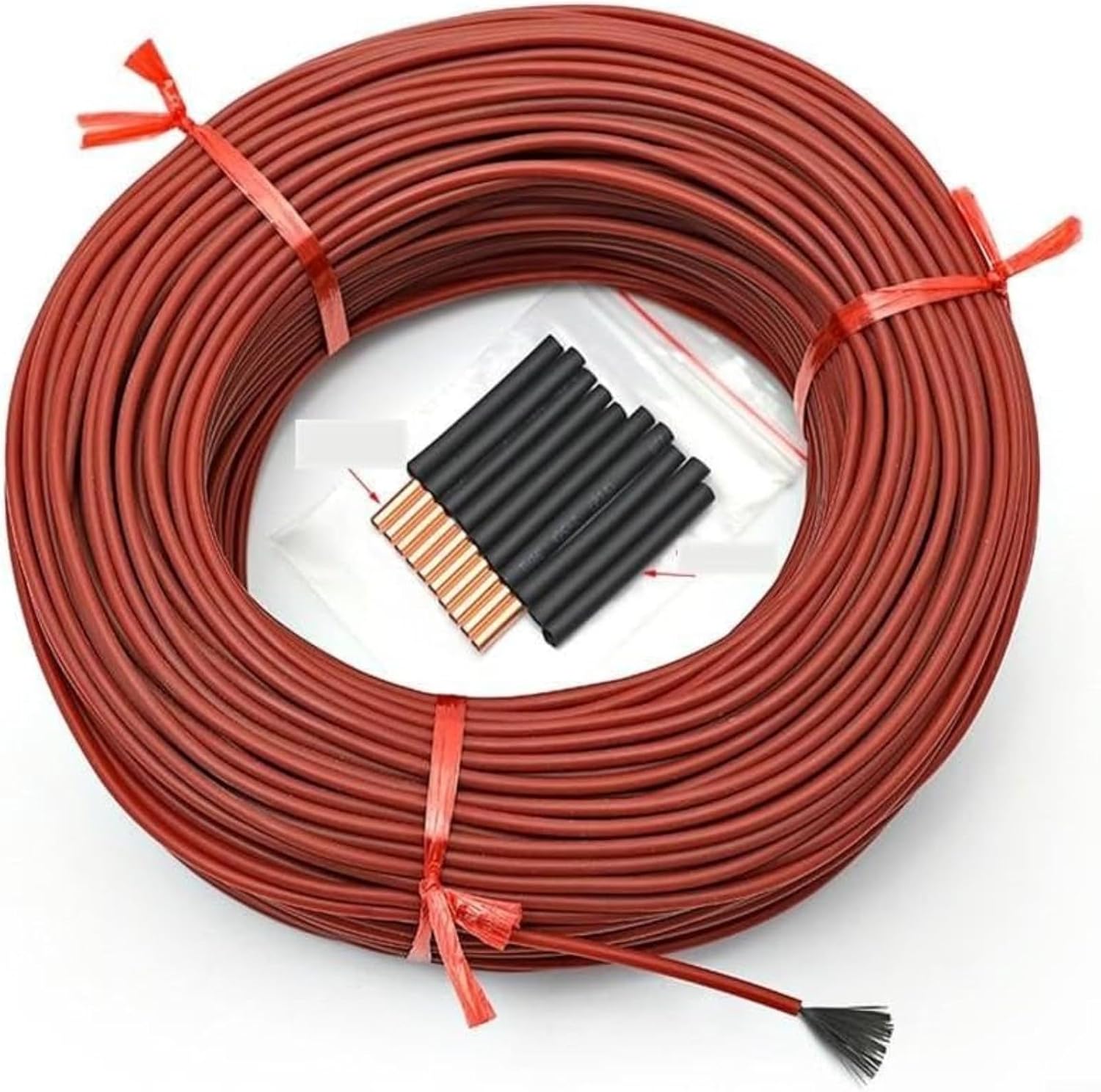 Carbon Fiber Heating Wire 12K 33 Ohm, With Silicone Rubber Insulation, Far Infrared Heating Cable 8-18UM Wavelength, 25W/M Power, 3±0.1MM Diameter For Industrial Electric Floor (100 m)