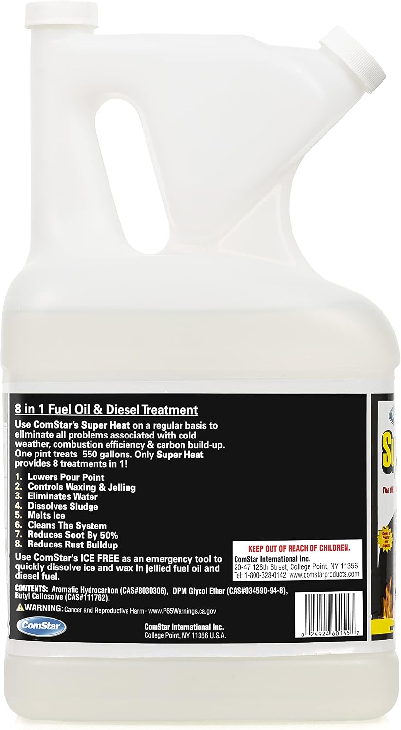 Super Heat, 1 Gallon, 8-in-1 Heating Oil System Treatment, Controls Waxing & Jelling, Melts Ice, Lowers Pour Point, Breaks Down Tank Residue, Cleans Part, Limits Corrosion, Water (60-145)